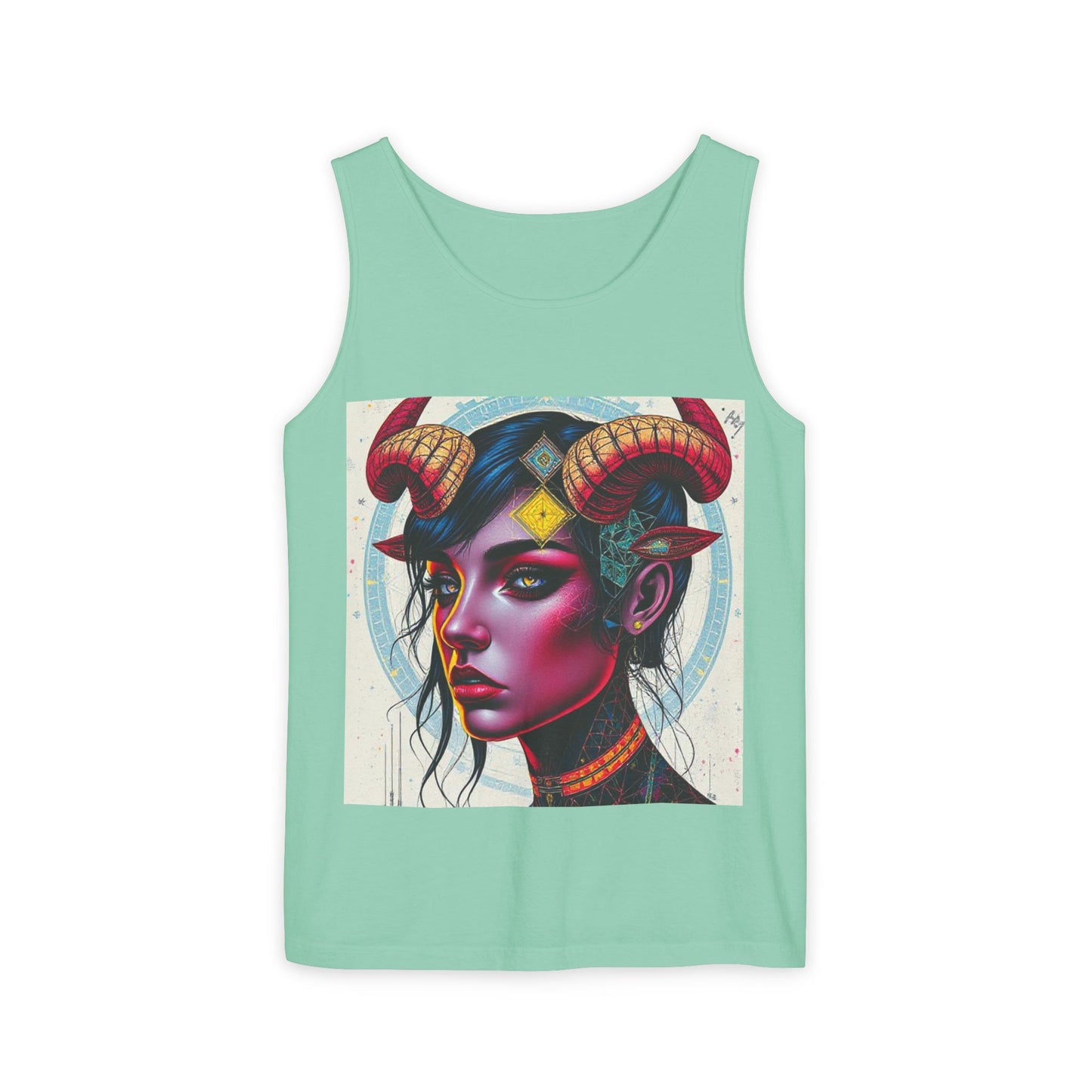 Unisex Garment-Dyed, Tank Top, Taurus Design, Pop Art v2, 100% US cotton
