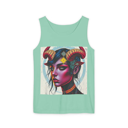 Unisex Garment-Dyed, Tank Top, Taurus Design, Pop Art v2, 100% US cotton