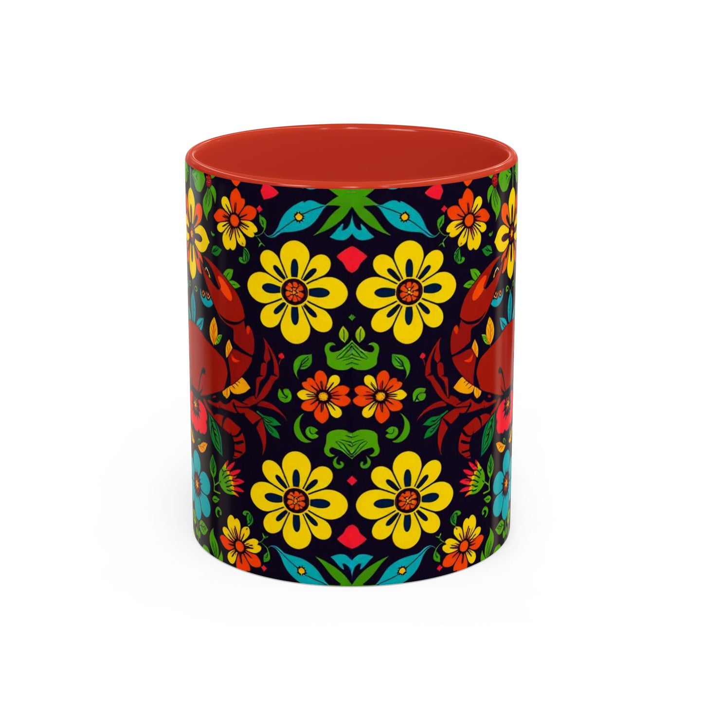Accent Coffee Mug, Cancer, Zodiac v2, Flower Pattern, (11, 15oz)