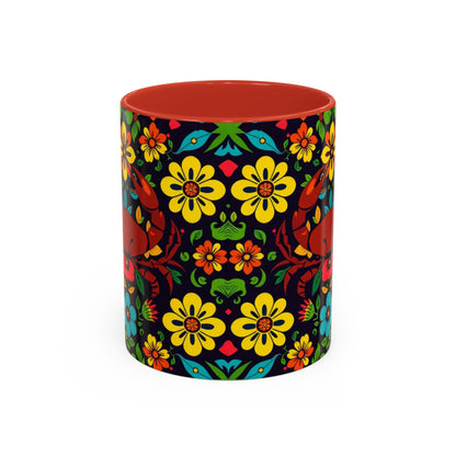 Accent Coffee Mug, Cancer, Zodiac v2, Flower Pattern, (11, 15oz)