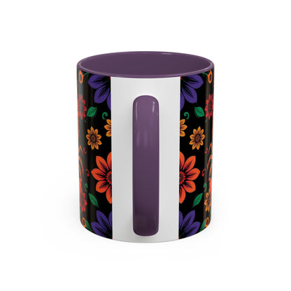Accent Coffee Mug, Scorpio, Zodiac. Flower Pattern, (11, 15oz)