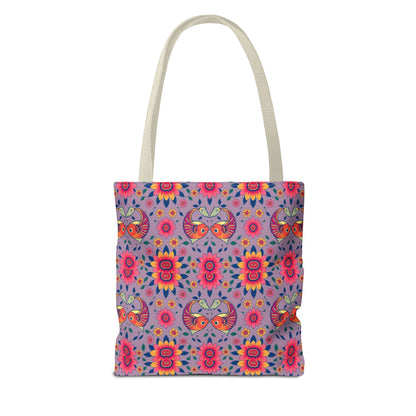 Tote Bag (AOP), Pisces, Zodiac v2, Flower Pattern