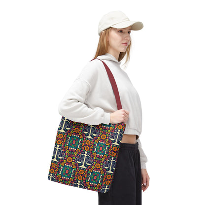 Tote Bag, (AOP), Libra, Zodiac v1, Flower Pattern
