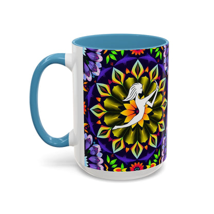 Accent Coffee Mug, Sagittarius, Zodiac v1. Flower Pattern, (11, 15oz)