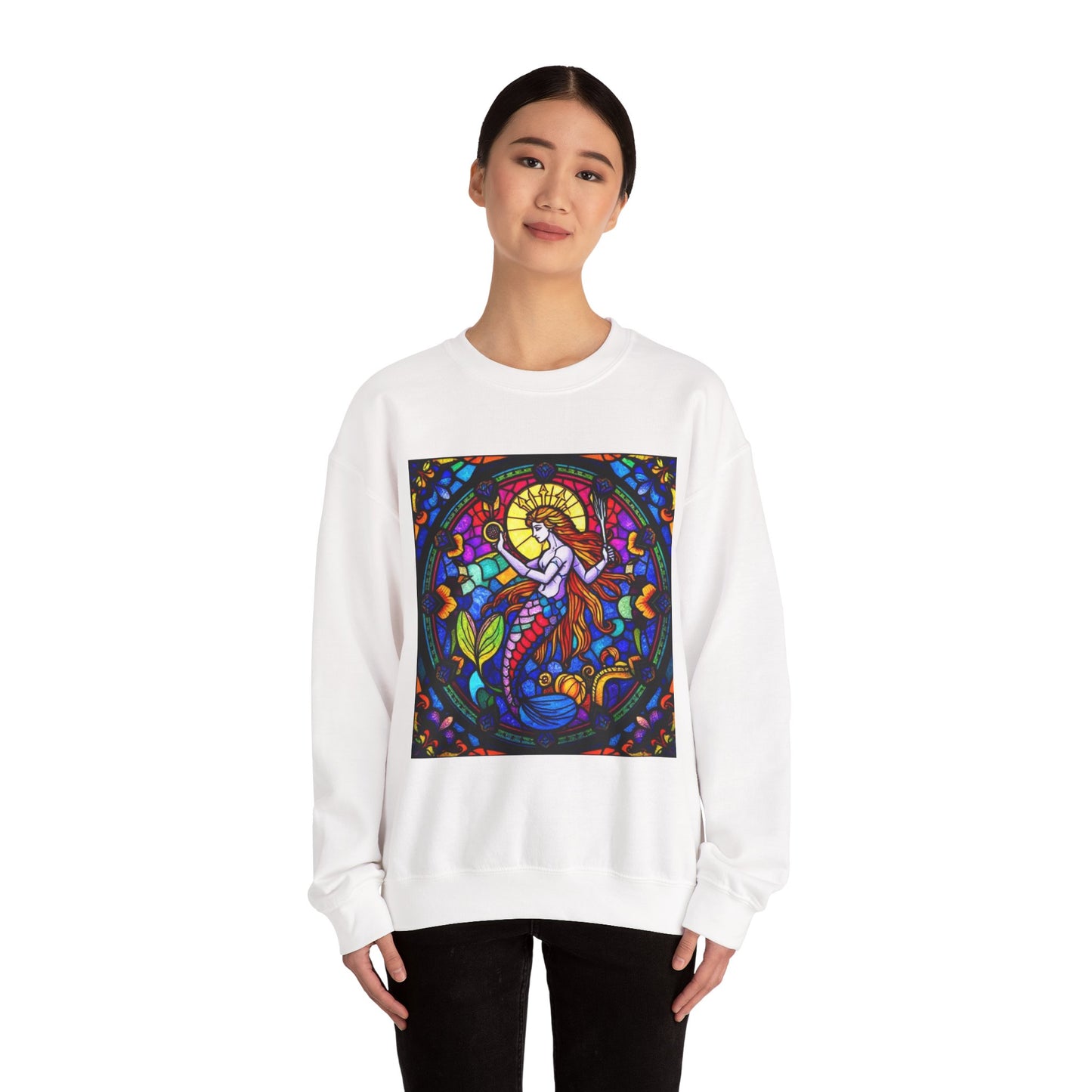 Unisex Heavy Blend™ Crewneck Sweatshirt, Glass 1, Aquarius Zodiac Design