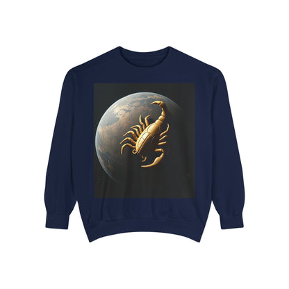 Garment-Dyed Sweatshirt, Unisex, Space Animal Design v1, Scorpio