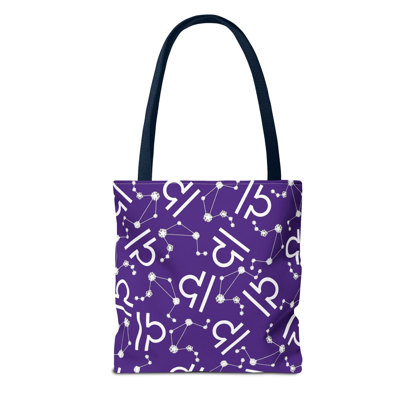 Tote Bag, Libra Zodiac Sign, AOP, (Purple, White)