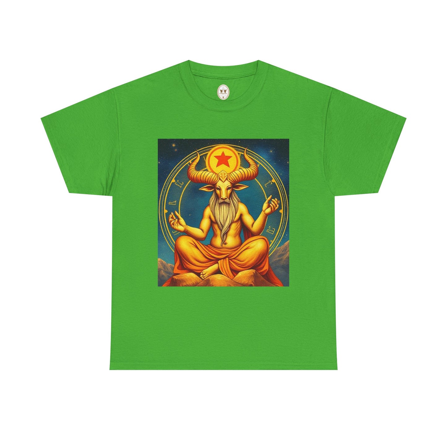 Unisex Heavy Cotton T-Shirt, Meditating Bull, Taurus Zodiac Design