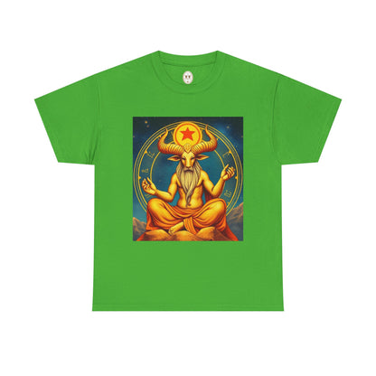 Unisex Heavy Cotton T-Shirt, Meditating Bull, Taurus Zodiac Design