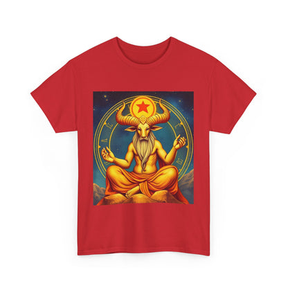 Unisex Heavy Cotton T-Shirt, Meditating Bull, Taurus Zodiac Design