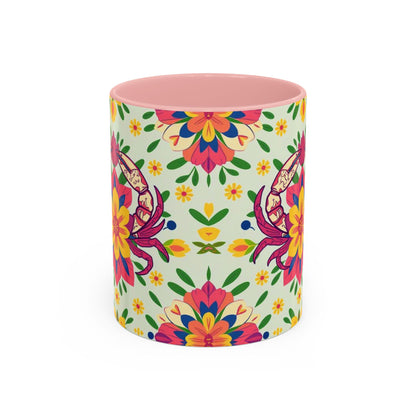 Accent Coffee Mug, Cancer, Zodiac v3, Flower Pattern, (11, 15oz)
