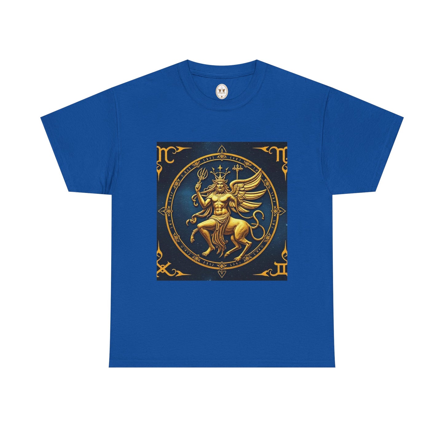Unisex Heavy Cotton T-Shirt, Gold Angel, Symbol, Virgo Zodiac Design