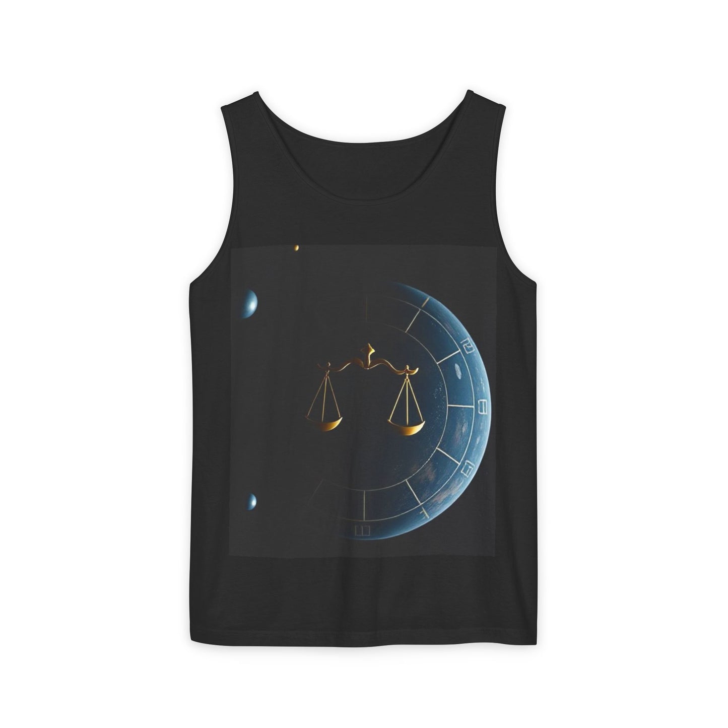 Unisex Garment-Dyed, Tank Top, Libra Design, Space Scale, 100% US cotton