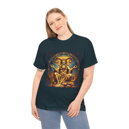 Unisex Heavy Cotton T-Shirt, On The Throne, Taurus Zodiac Design