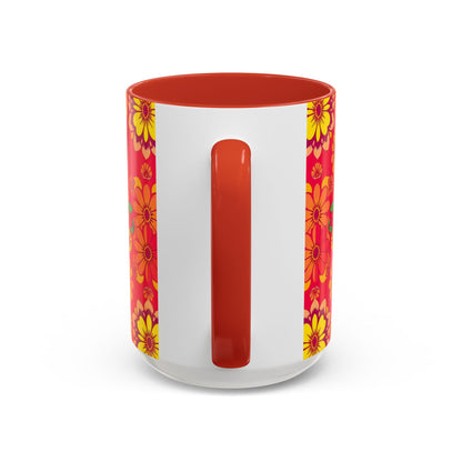 Accent Coffee Mug, Leo, Zodiac v4, Flower Pattern, (11, 15oz)