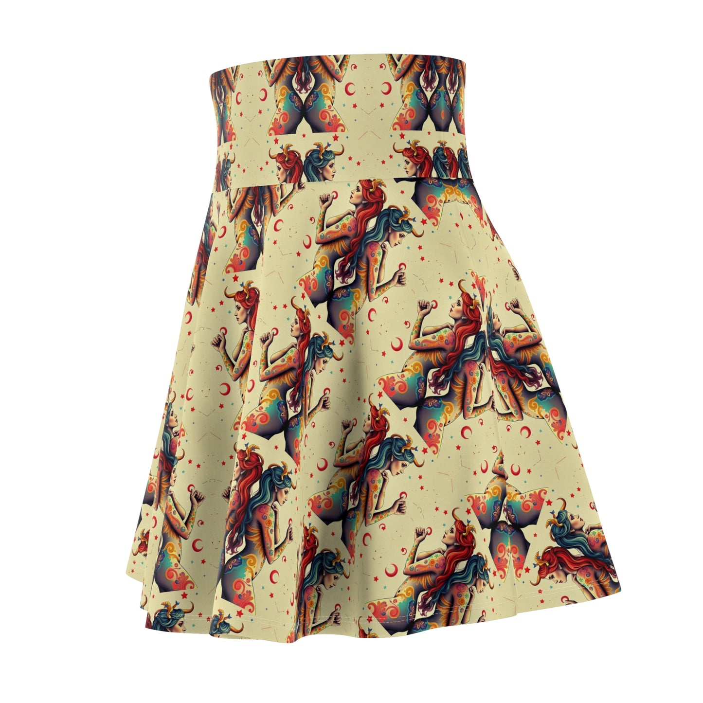 Women's Skater Skirt, (AOP), Gemini, Zodiac, Sexy Pattern
