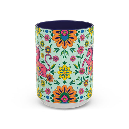 Accent Coffee Mug, Aquarius, Zodiac, Flower Pattern, (11, 15oz)