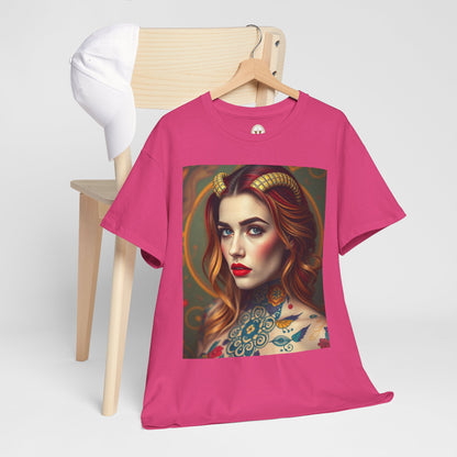 Unisex Heavy Cotton T-Shirt, Capricorn, Zodiac v3, Sexy Art
