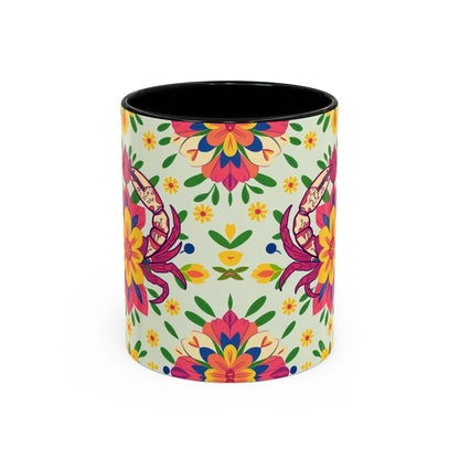 Accent Coffee Mug, Cancer, Zodiac v3, Flower Pattern, (11, 15oz)