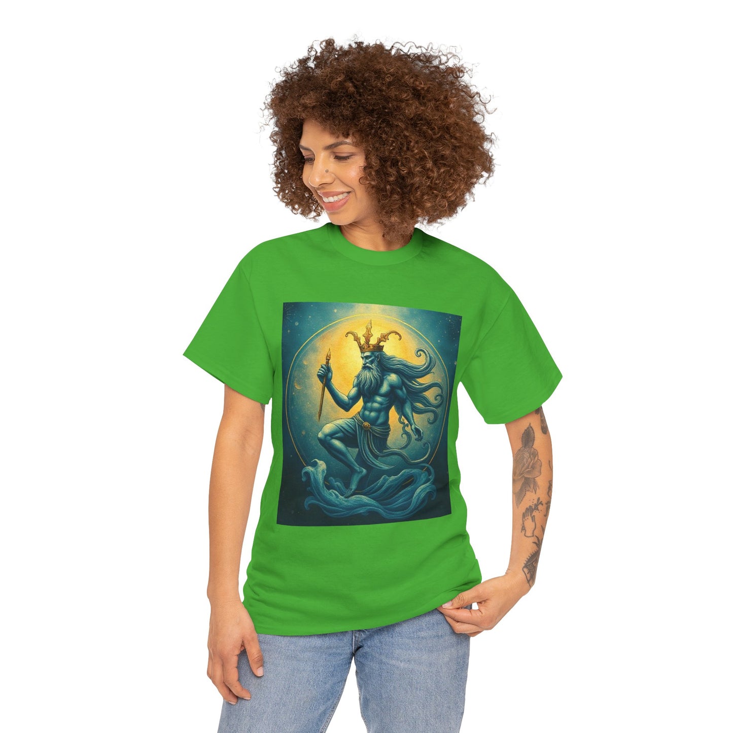 Unisex Heavy Cotton T-Shirt, Aquarius God, Zodiac Design