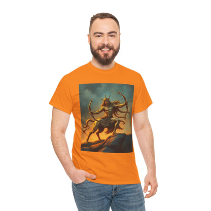 Unisex Heavy Cotton T-Shirt, Arrow Centaur v1, Sagittarius Zodiac Design