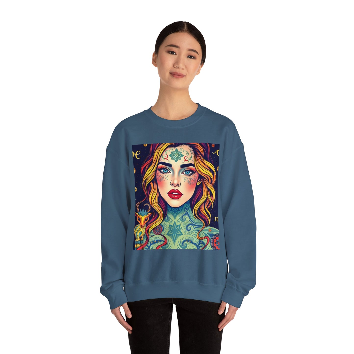 Unisex Heavy Blend™ Crewneck Sweatshirt, Aquarius, Zodiac, Sexy Pattern