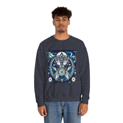 Unisex Heavy Blend™ Crewneck Sweatshirt,Twin Body, Gemini Zodiac Design
