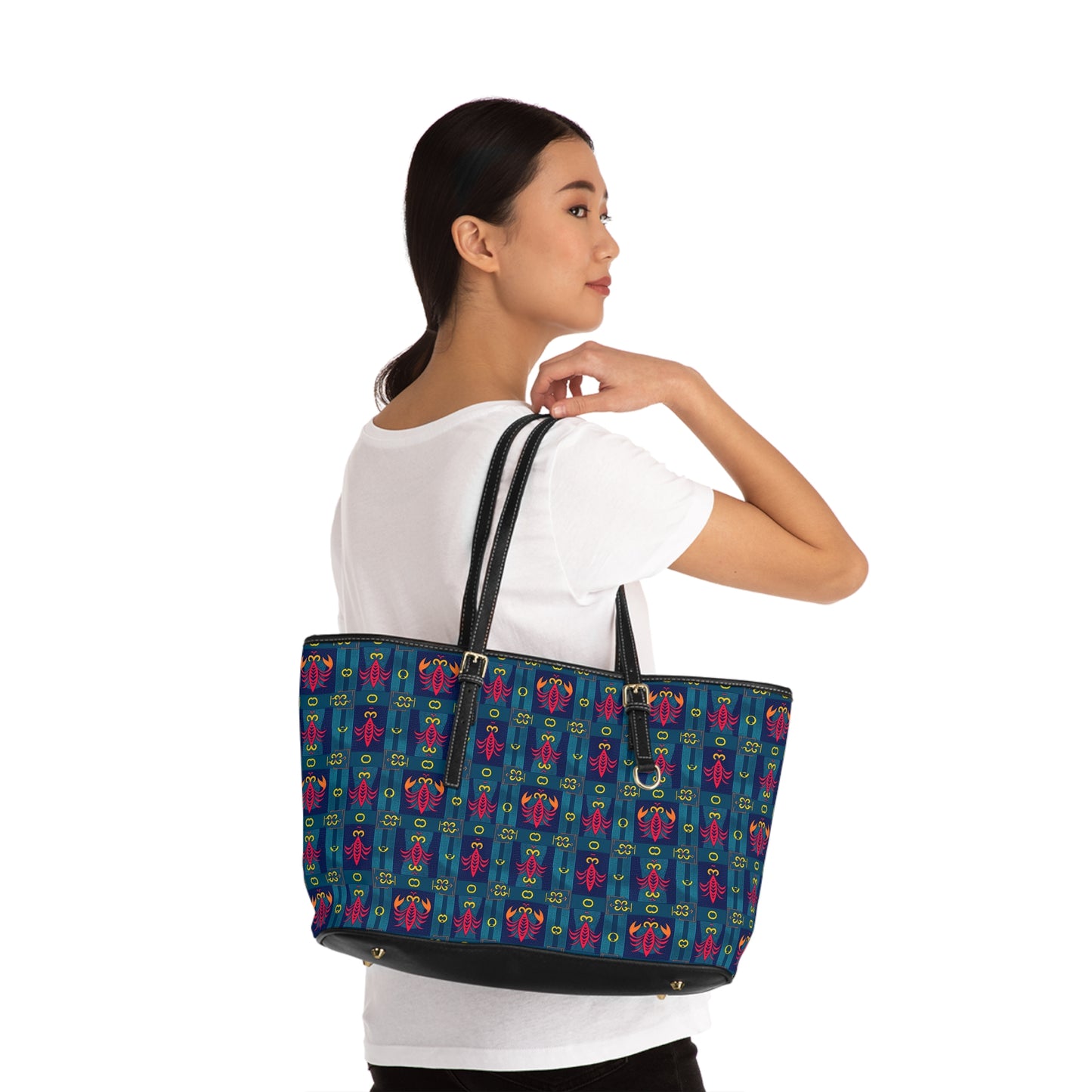 Leather Shoulder Bag, Scorpio, Zodiac v1, Shapes Pattern
