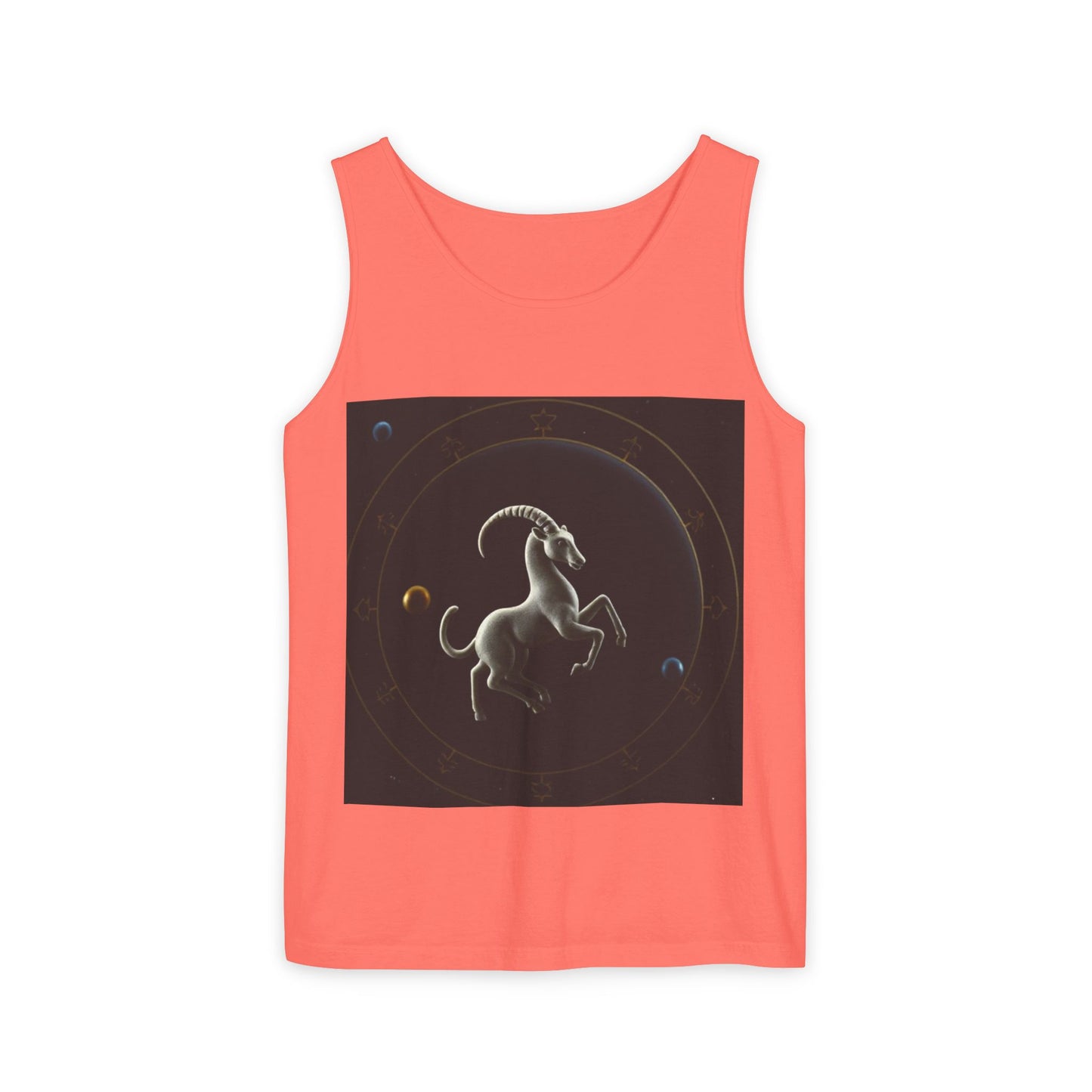 Unisex Garment-Dyed, Tank Top, Capricorn Design, Space Animal v1, 100% US cotton