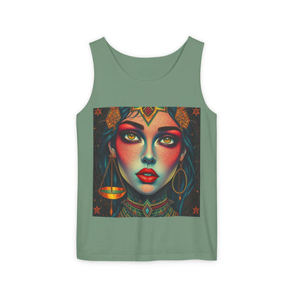 Unisex Garment-Dyed, Tank Top, Libra Design, Pop Art, 100% US cotton