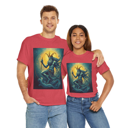 Unisex Heavy Cotton T-Shirt, Aquarius God 1, Zodiac Design