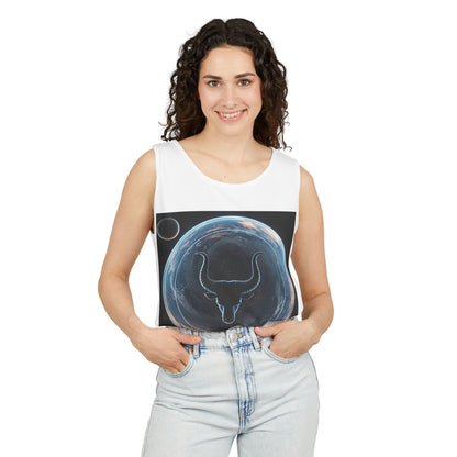 Unisex Garment-Dyed, Tank Top, Taurus Design, Planet Animal v1, 100% US cotton