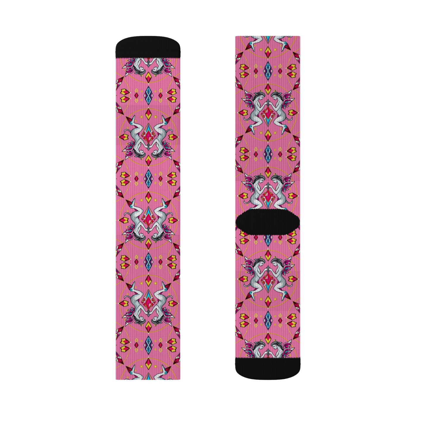 Sublimation Socks, Gemini, Zodiac v4, Jewel Pattern