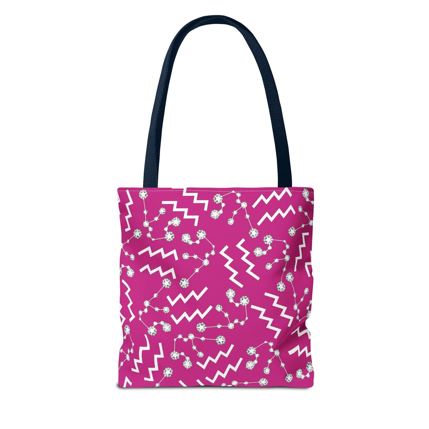 Tote Bag, Aquarius Zodiac Sign, AOP, (Pink, White)