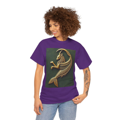 Unisex Heavy Cotton T-Shirt, Capricorn Animal v1, Symbol, Zodiac Design