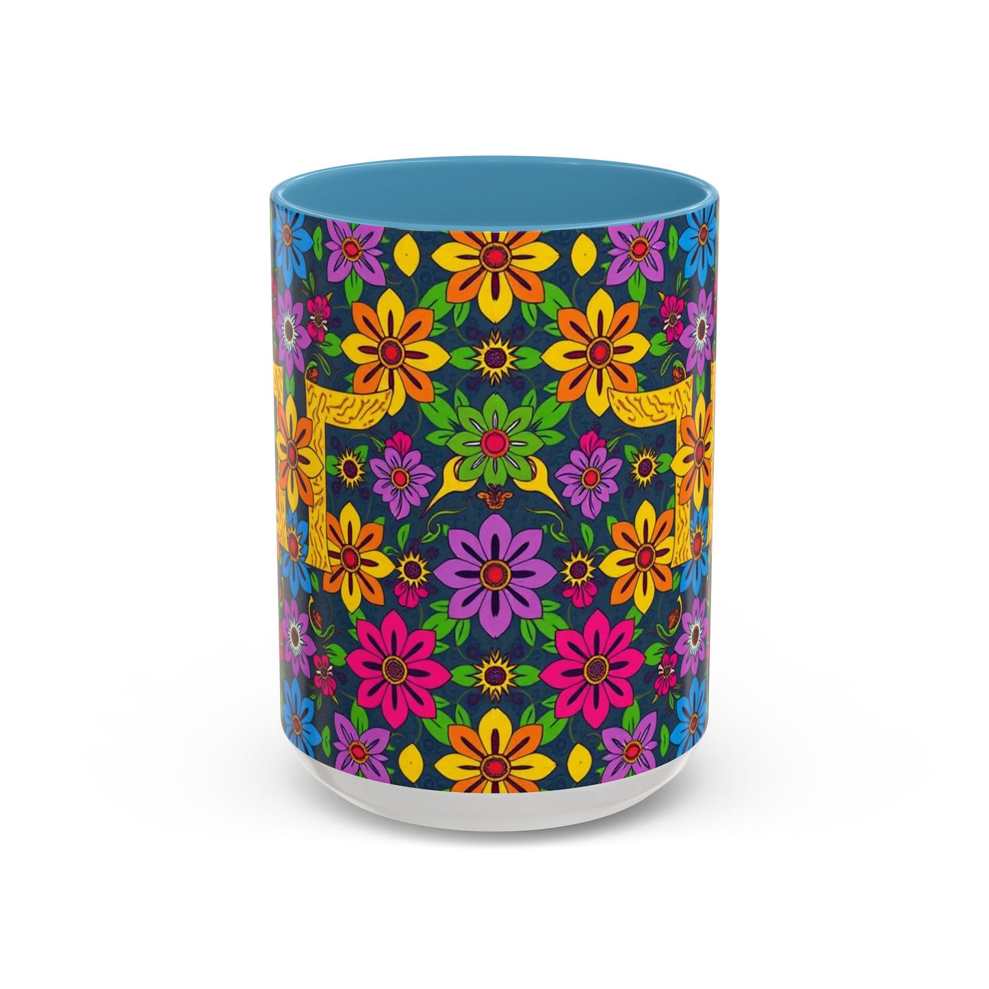 Accent Coffee Mug, Gemini, Zodiac v3, Flower Pattern, (11, 15oz)