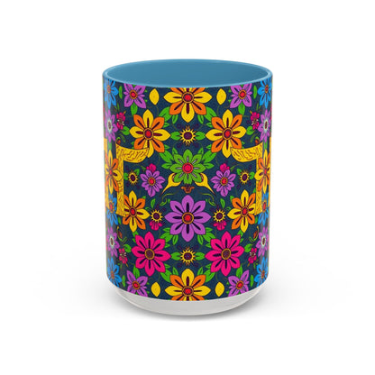 Accent Coffee Mug, Gemini, Zodiac v3, Flower Pattern, (11, 15oz)