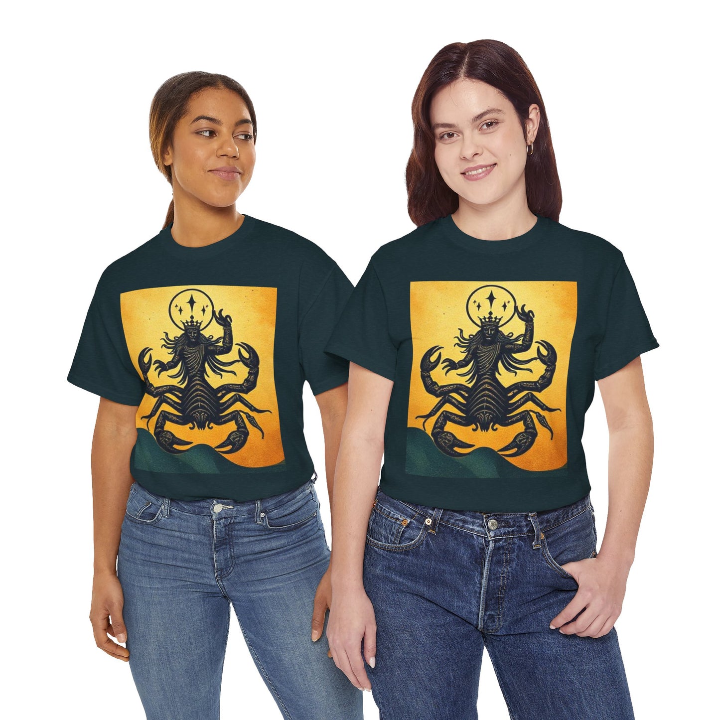Unisex Heavy Cotton T-Shirt, Scorpion King, Print Art v1, Scorpio Zodiac Design