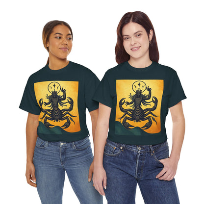 Unisex Heavy Cotton T-Shirt, Scorpion King, Print Art v1, Scorpio Zodiac Design
