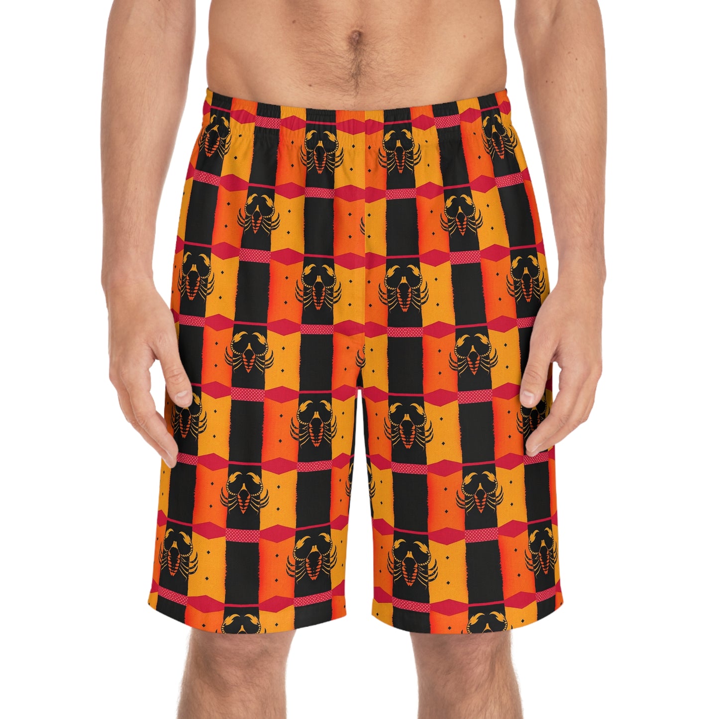 Men's Board Shorts, (AOP), Scorpio, Zodiac, Shape Pattern
