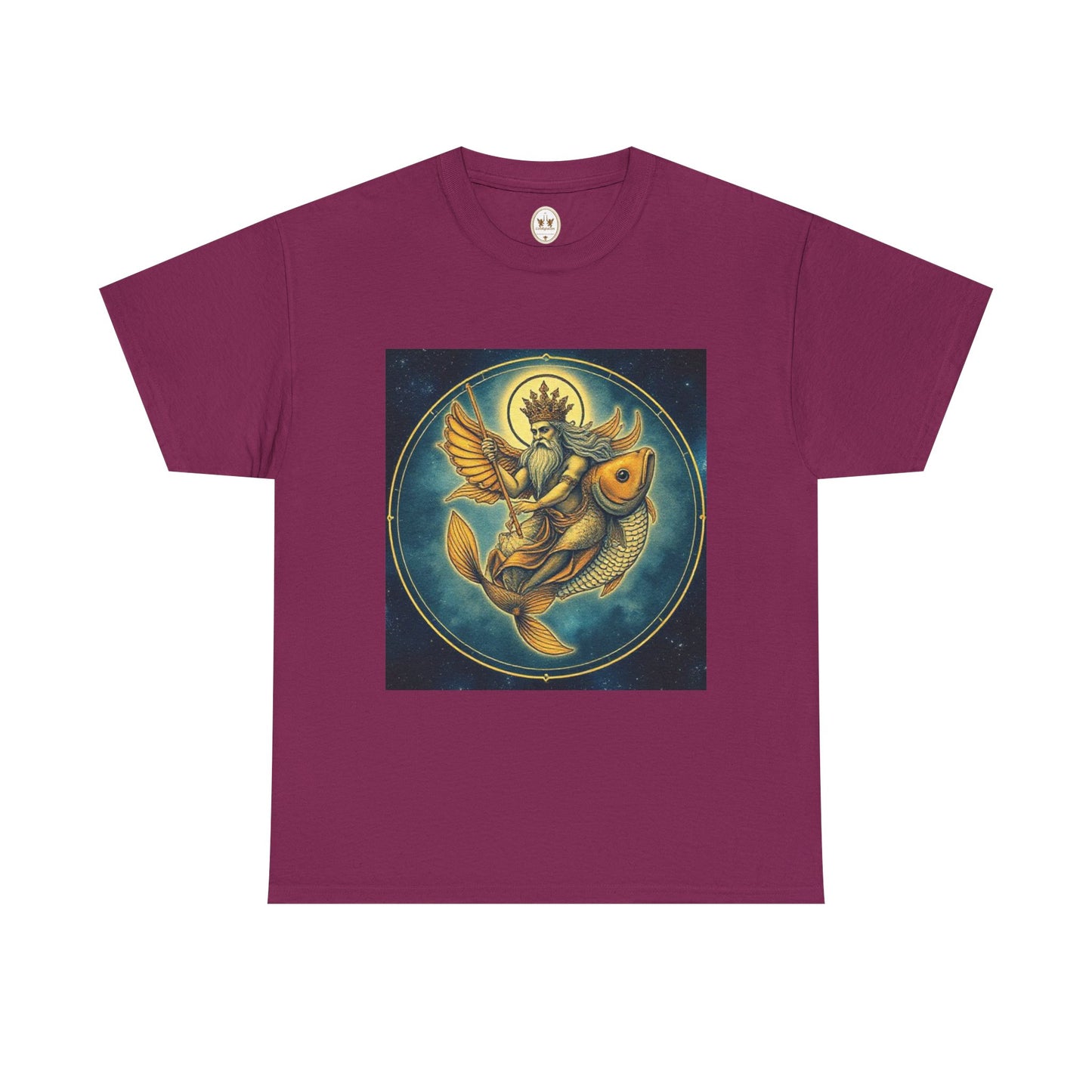 Unisex Heavy Cotton T-Shirt, Pisces King v1, Zodiac Design