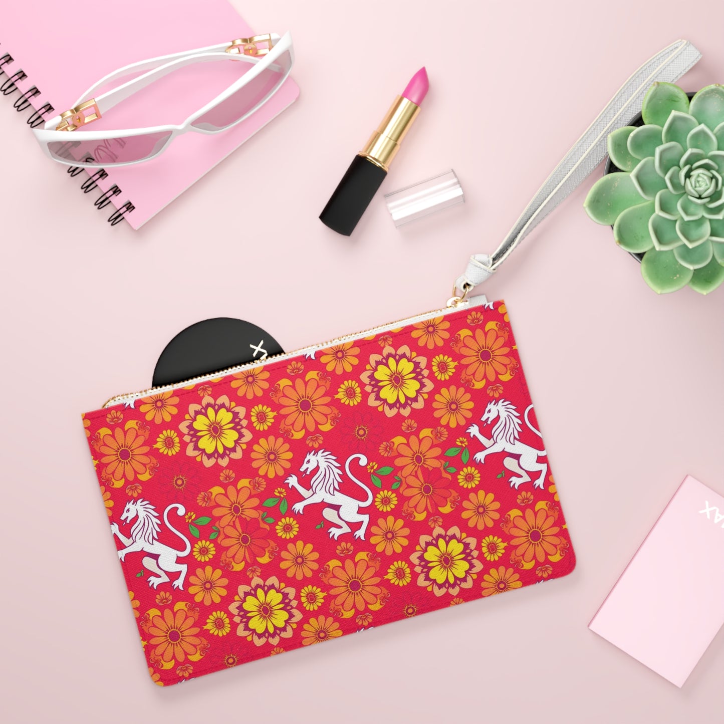 Clutch Bag, Leo, Zodiac, Flower Pattern