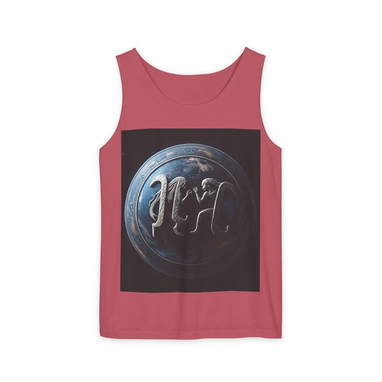Unisex Garment-Dyed, Tank Top, Gemini Design, Space Symbol , 100% US cotton