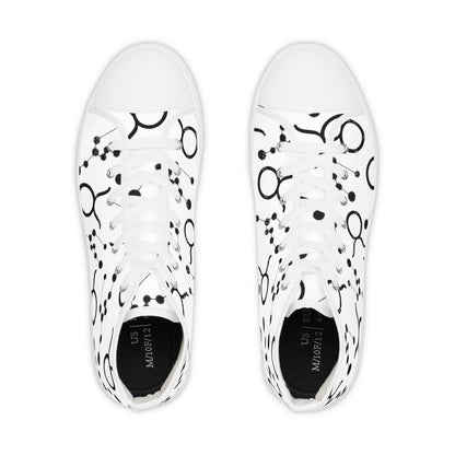 Men's High Top Sneakers, Breathable polyester canvas, Taurus Zodiac Design