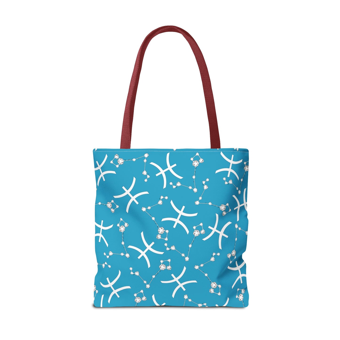 Tote Bag, Pisces Zodiac Sign, AOP, (Turquoise, White)