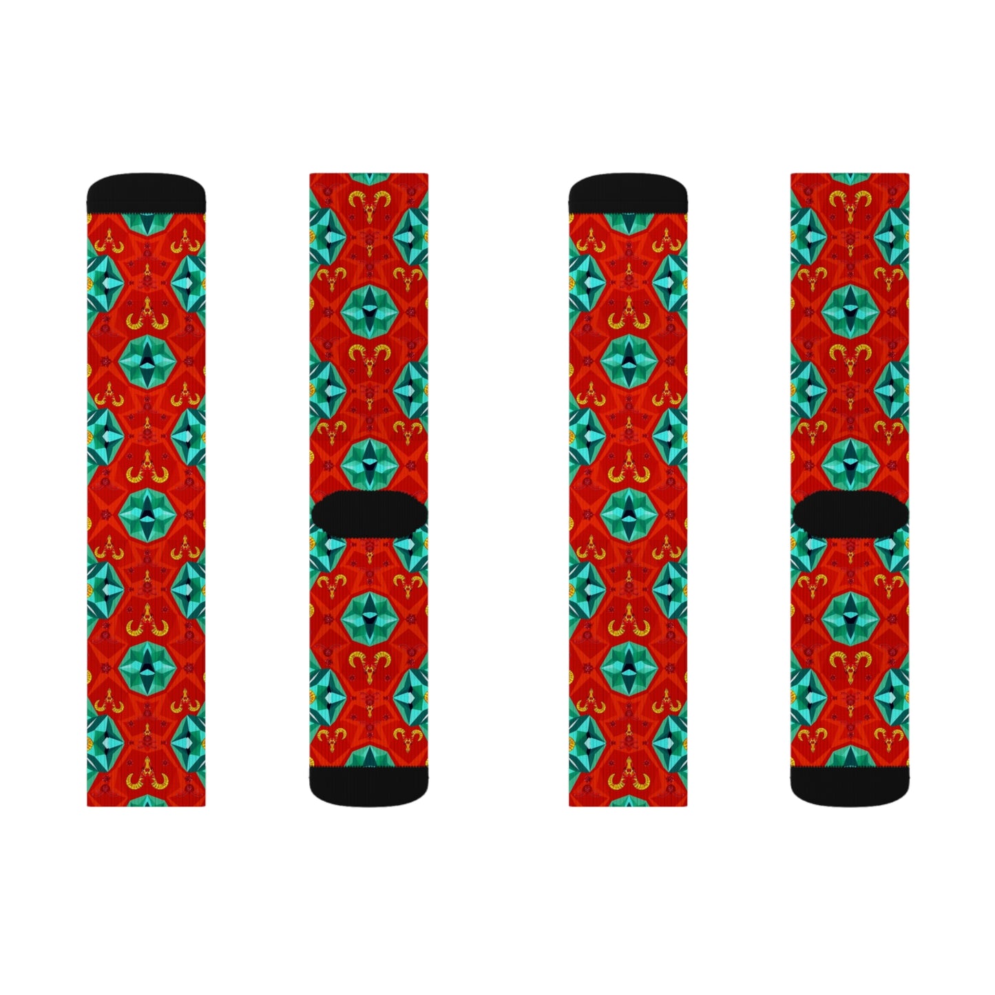 Sublimation Socks, Aries, Zodiac v1, Jewel Pattern