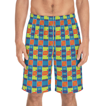 Men's Board Shorts, (AOP), Gemini, Zodiac v2, Shape Pattern