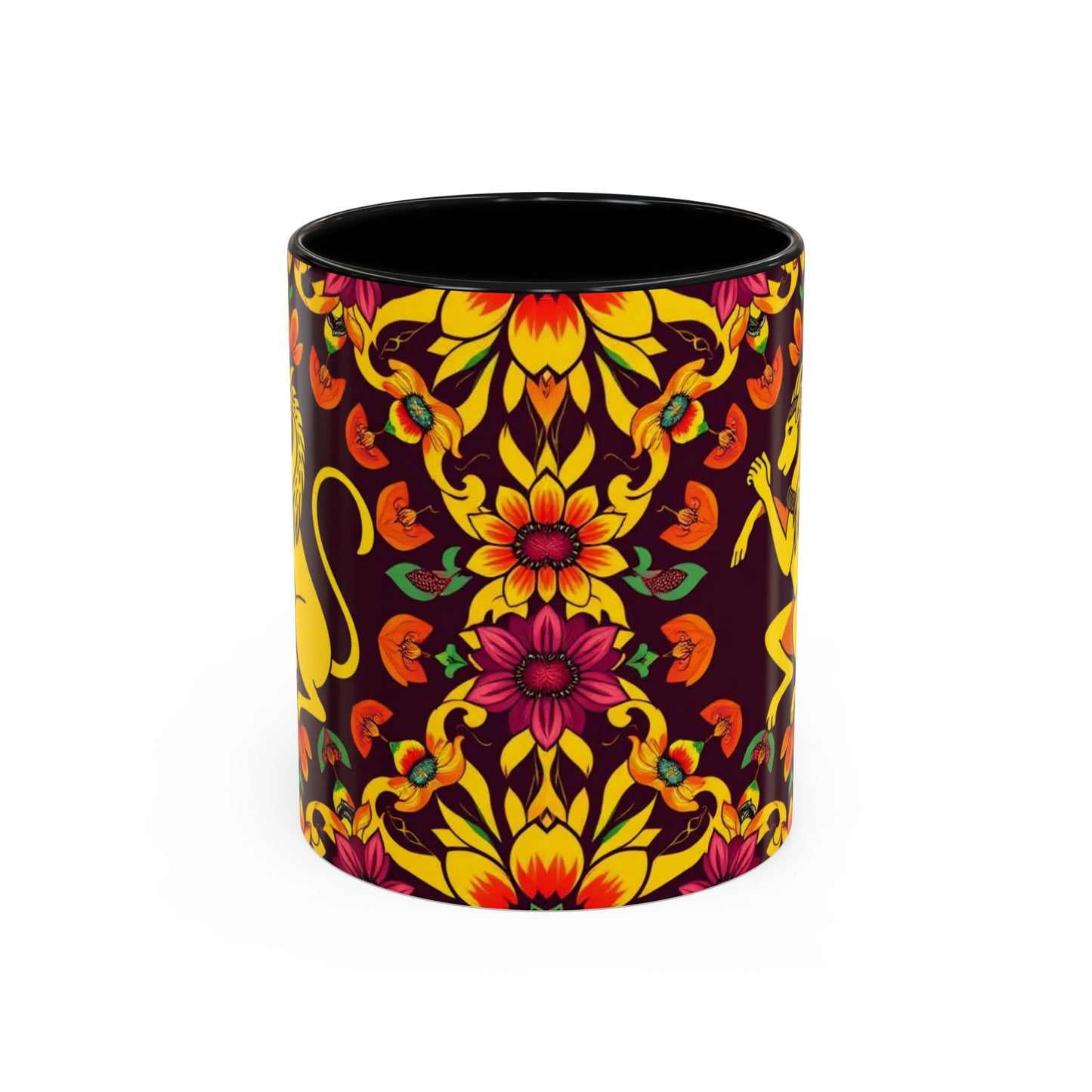 Accent Coffee Mug, Virgo, Zodiac v1. Flower Pattern, (11, 15oz)