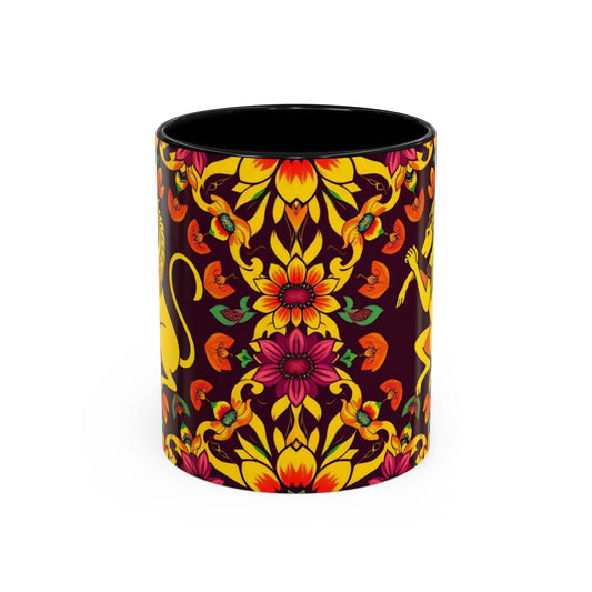 Accent Coffee Mug, Virgo, Zodiac v1. Flower Pattern, (11, 15oz)