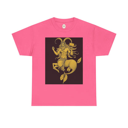 Unisex Heavy Cotton T-Shirt, Capricorn God, Zodiac Design